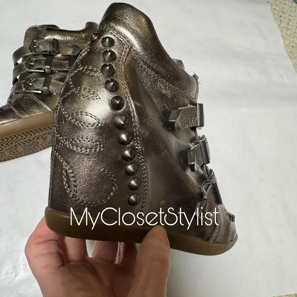 NEW ASH Bowie RARE Studded Wedge Sneakers!! 8 Bronze Gold LIMITED EDITION!! - Picture 5 of 8